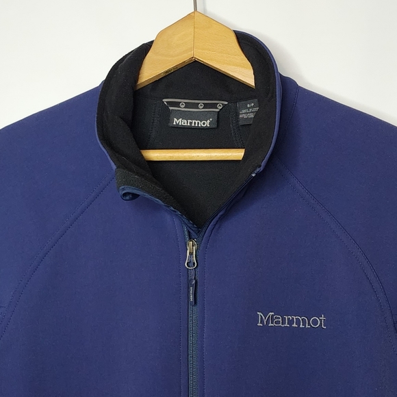 Marmot Soft Shell Jacket Fleece Lined Full Zip Blue Men's Small - Picture 3 of 10
